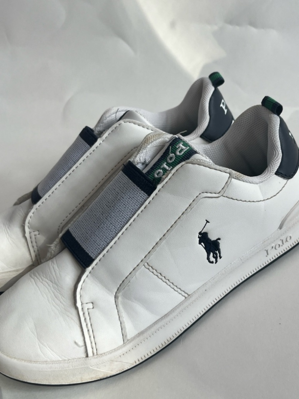 Polo by Ralph Lauren White Sneakers with Navy and Green Accents